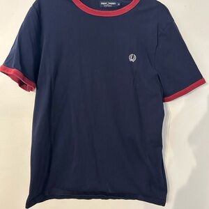 Fred Perry Men's T-Shirt in Navy with Red Trim
